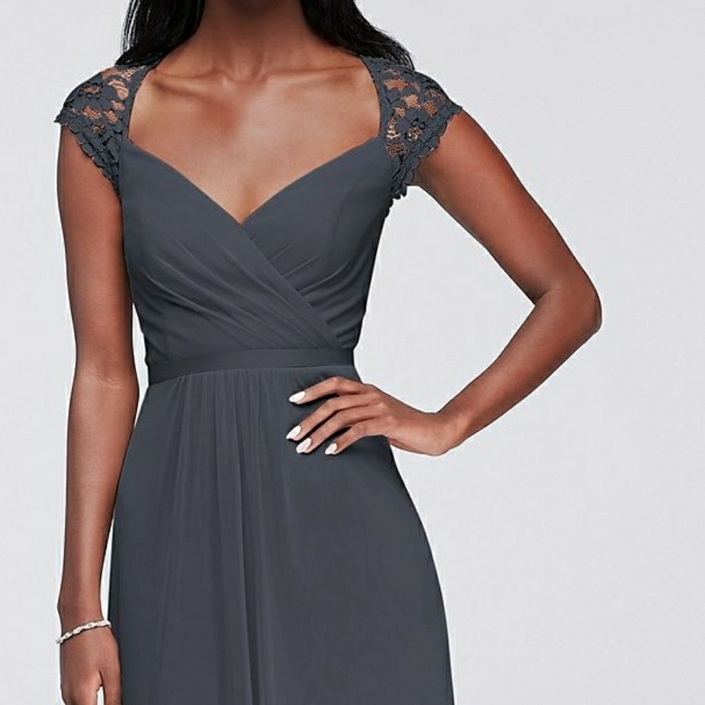 Long Bridesmaid Dress with Lace Bodice